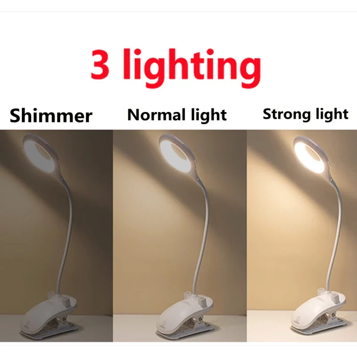 Skanto | Oppladbar LED Bordlampe med Klemme – Justerbar Skrivebordslampe for Hjemmekontor og Studier