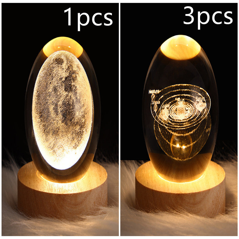 3D Galaxy Crystal Ball LED Nattlys | Skanto