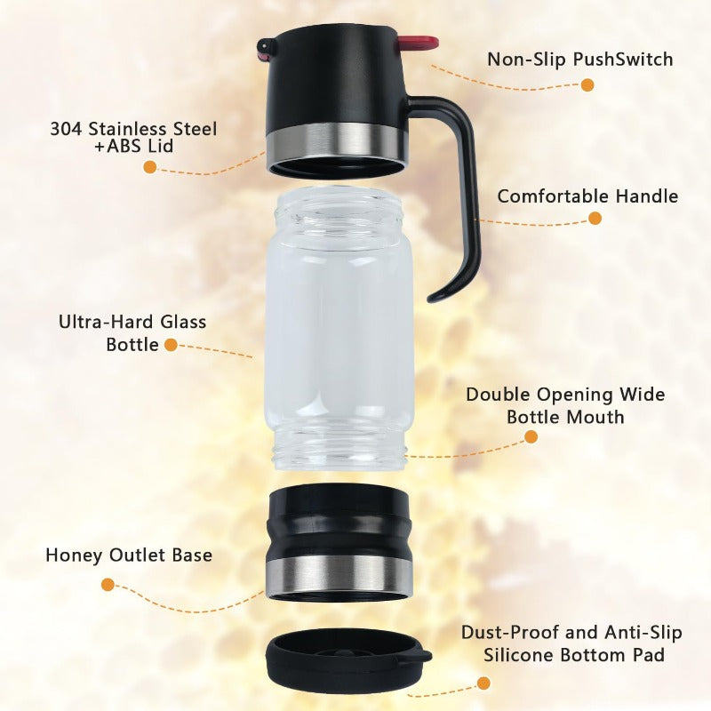No-Drip Glass Honey Dispenser Skanto