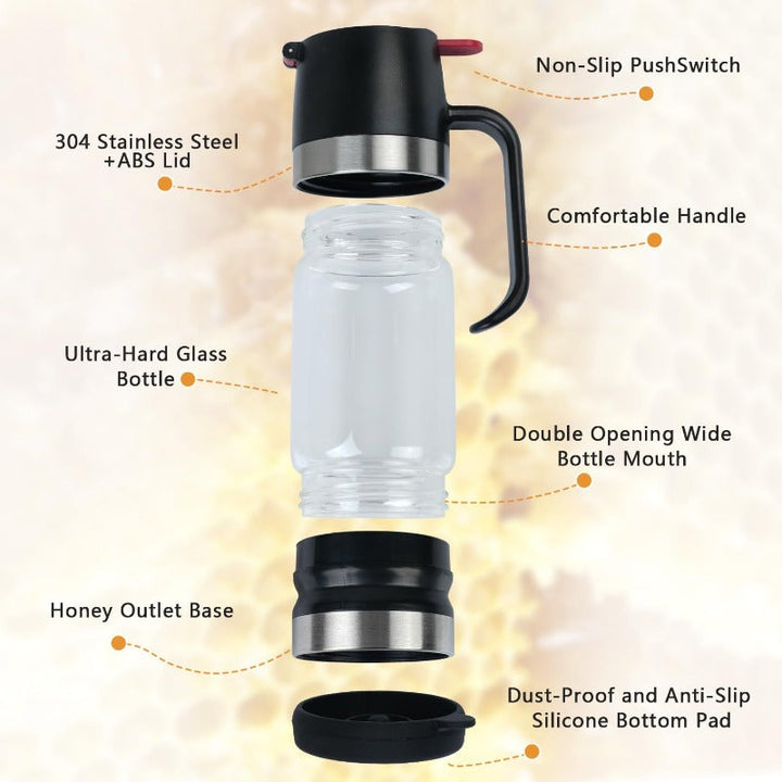 No-Drip Glass Honey Dispenser Skanto