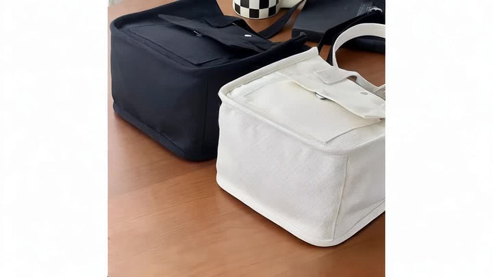 Skanto | UrbanEase Canvas Slingbag – Hvit skulderveske med magnetlås og justerbar stropp