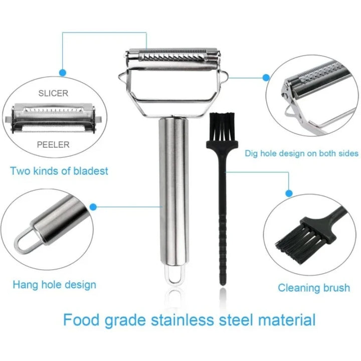 DuoSchaaf | Dobbel grønnsaksskreller laget av rustfritt stål med julienne-funksjon | Skanto