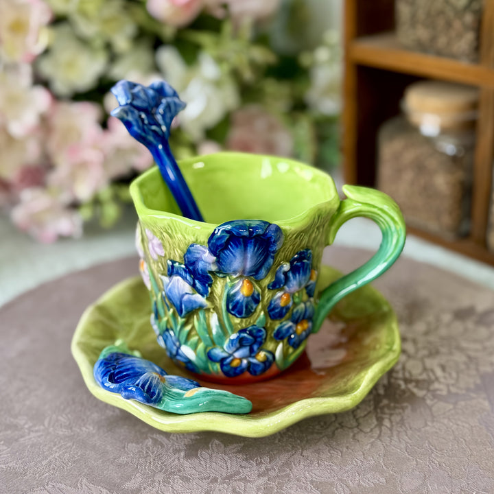 ArtSip keramikkopp og underkoppsett – Håndmalt 3D-design inspirert av Van Gogh | Skanto