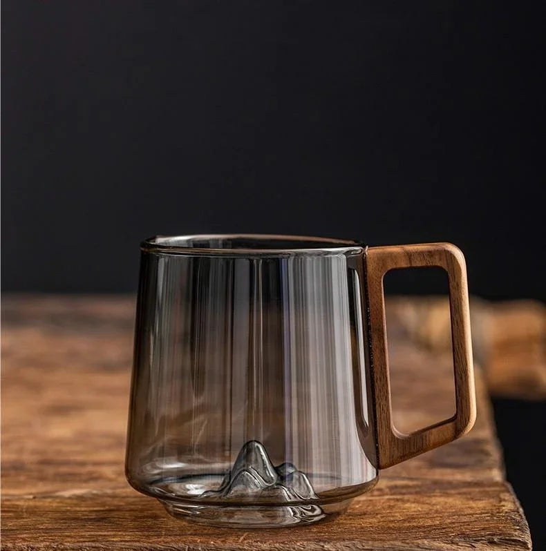 WoodGrip Glass Mug 400 ml med Trehåndtak for Varme og Kalde | Skanto
