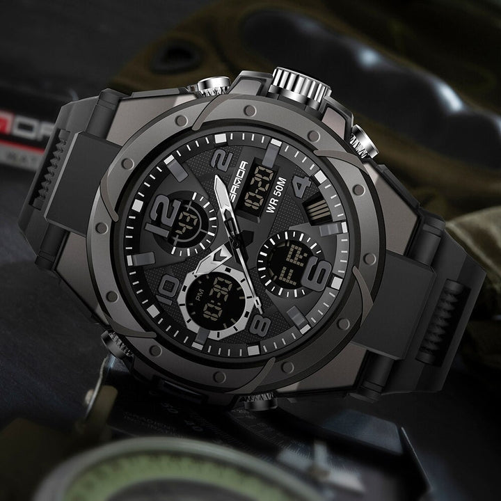 Skanto | TitanGuard Militært Herreklokke – Robust Multifunksjonell Analog & Digital Klokke