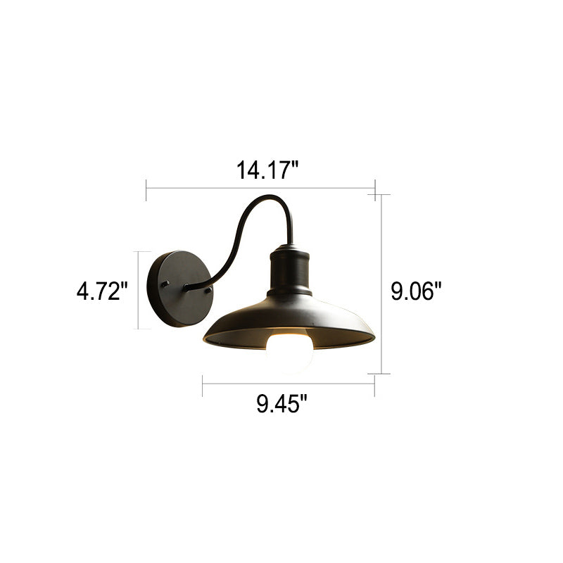 Retro Loft Dome Jern Utendørs Vanntett 1-Lyskilde Buet Arm Vegglampe | Skanto