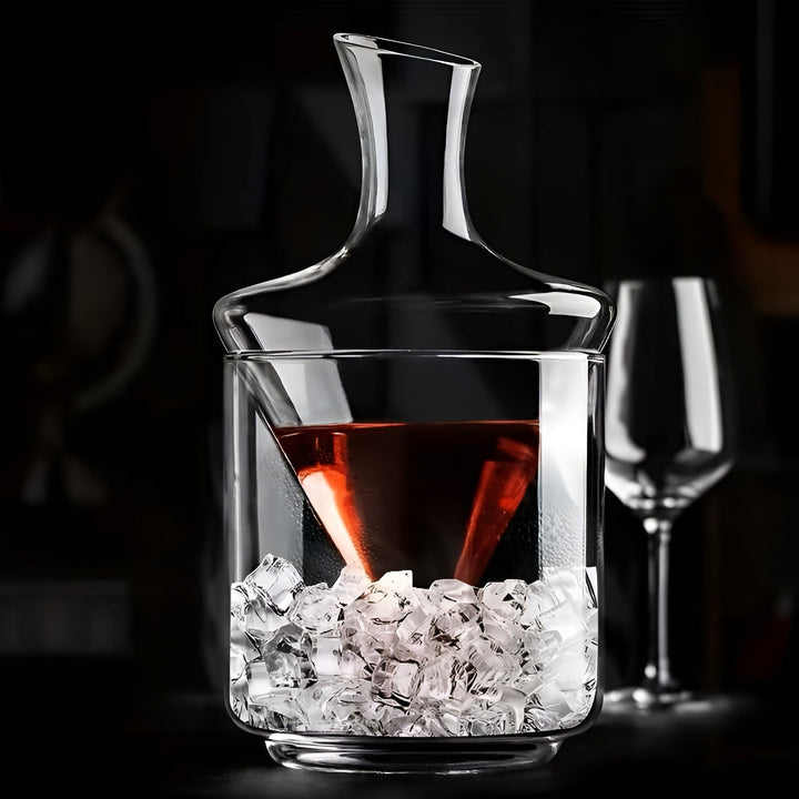 Vinkaraffel med rask lufting – Elegant fossefalldesign laget av glass | For en mer intens aroma og stilig vinopplevelse