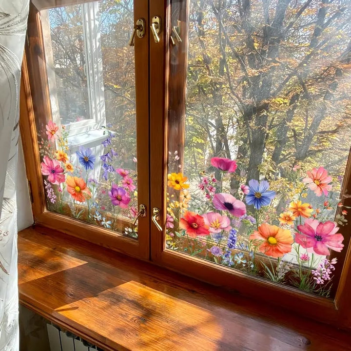 Skanto | 💐 Fargerik Blomsterbukett Vindu Klistremerke 🖼️ (Fjernbar uten å etterlate merker)