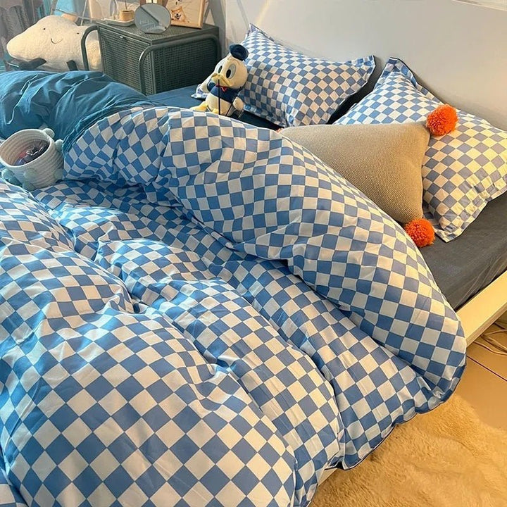 Skanto | Abstrakt Sjakkbrett Enkeltseng Sengetøy Sett