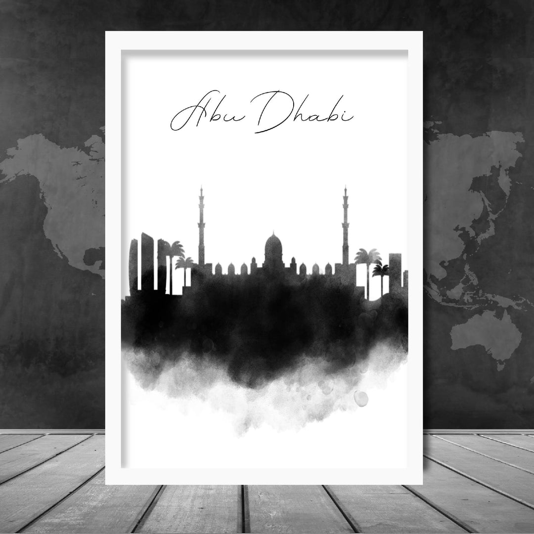 Abu Dhabi akvarell skyline bybildetrykk