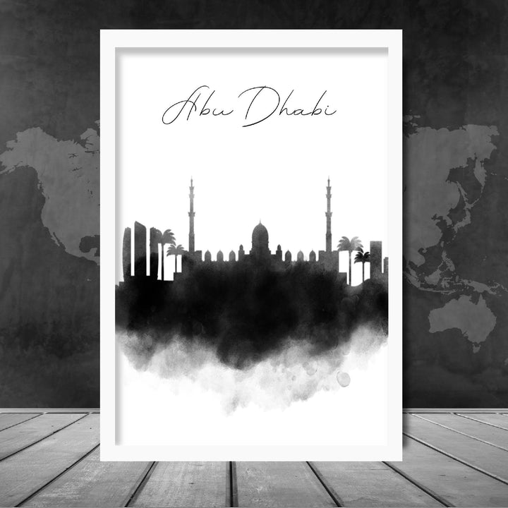 Abu Dhabi akvarell skyline bybildetrykk