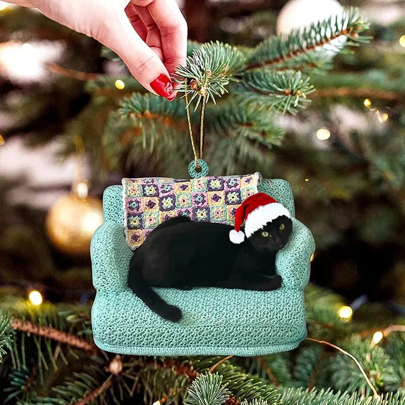 Skanto | Akryl Svart Katt Juleornamenter Sett – Søte Trependler for Bryllup, Fester og Festlig Hjemdekorasjon