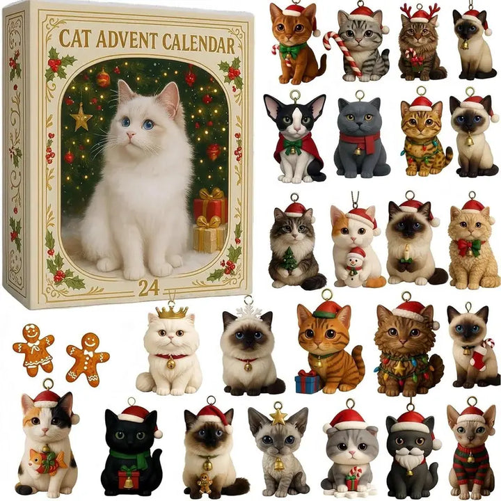 Skanto | KatJul Adventskalender – 24 Festive Akril Kattefigurer for Julemoro