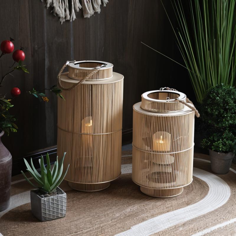 Imitasjon Bambus LED Lys Lantern Skanto