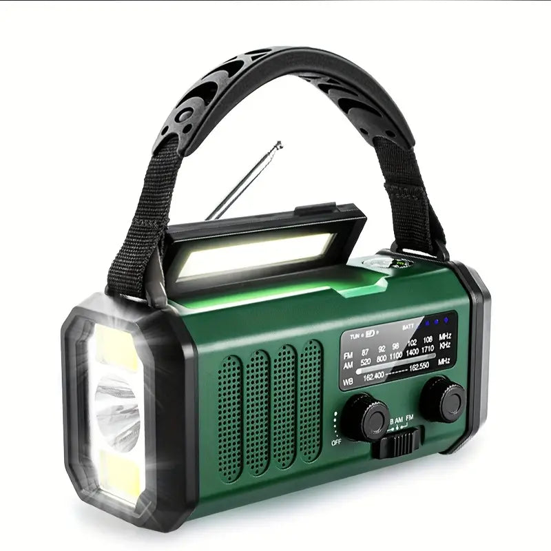 Skanto | Sol nød radio med power bank – sveiv radio med LED lys for camping & utendørs