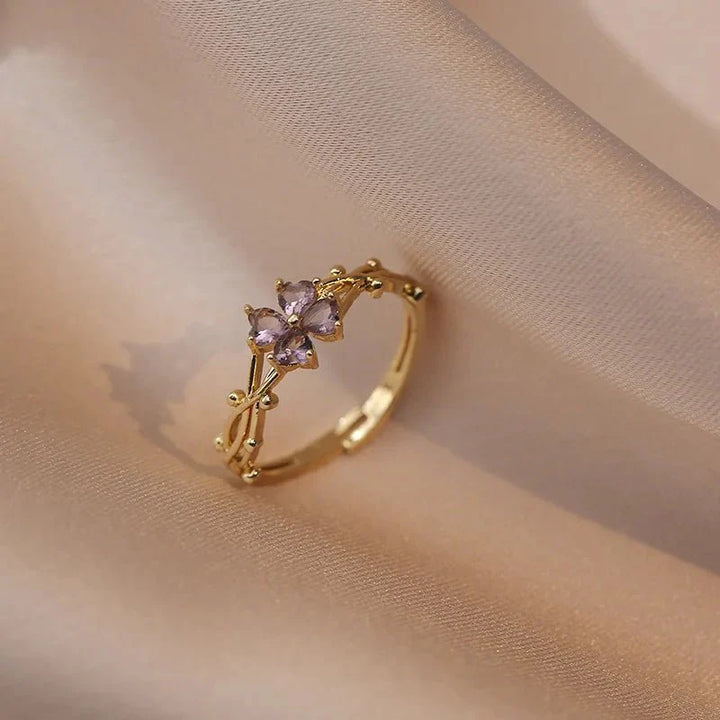 Skanto | Justerbar ametyst lilla blomster ring