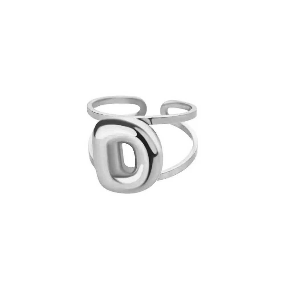 Skanto | Justerbar Åpen Bånd Boblebokstav Initial Ring