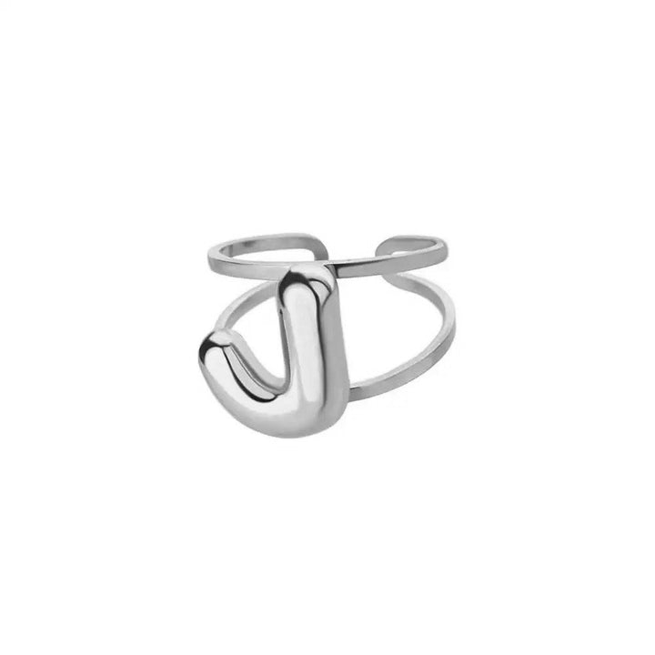 Skanto | Justerbar Åpen Bånd Boblebokstav Initial Ring