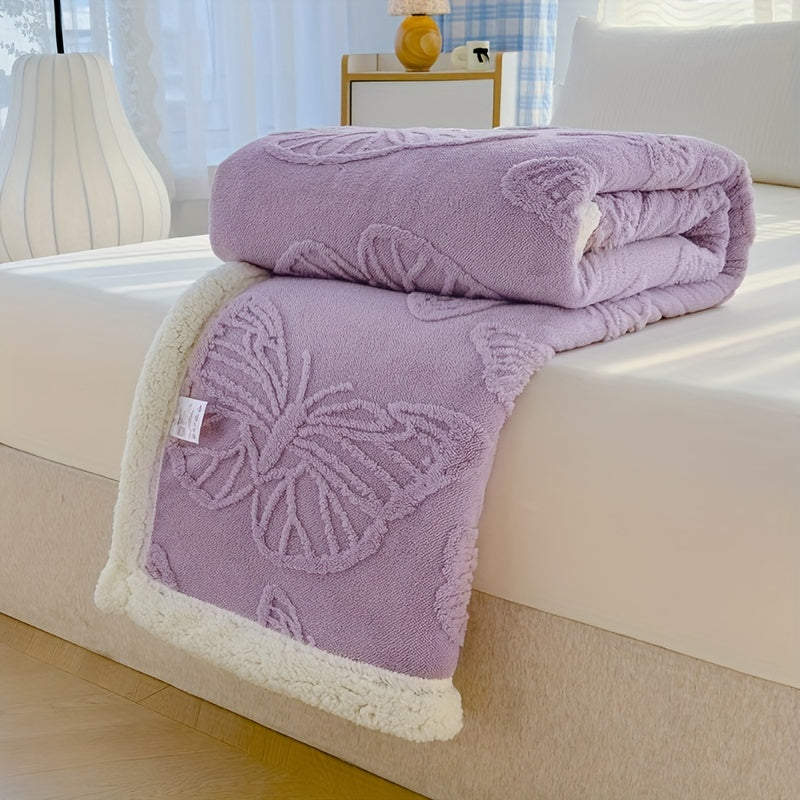Cozy Luxe – Myk Fleece Teppe med Sommerfugl Design Skanto