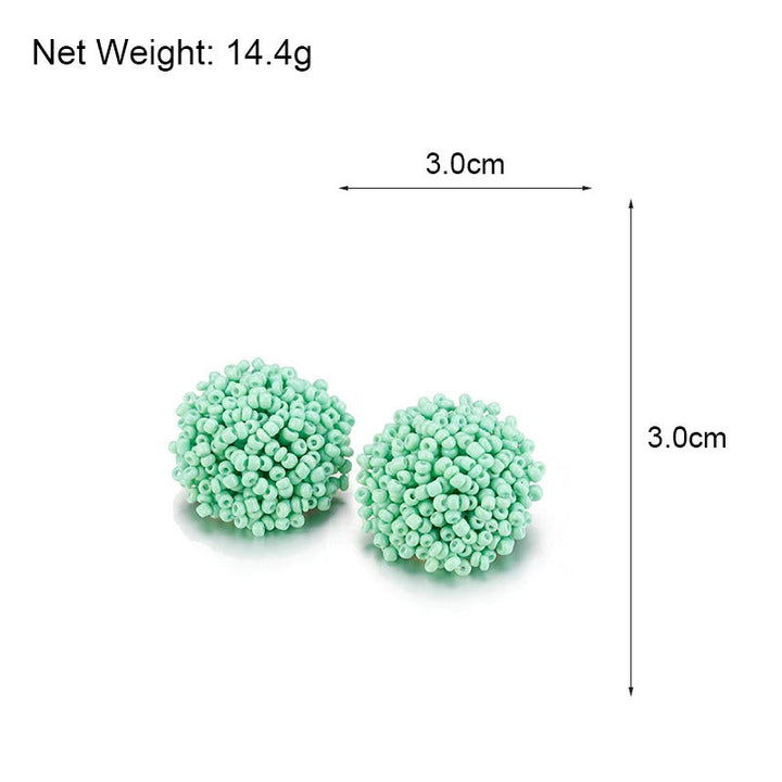 Skanto | Lys og morsom håndlaget multicolor perle pompom stud øredobber