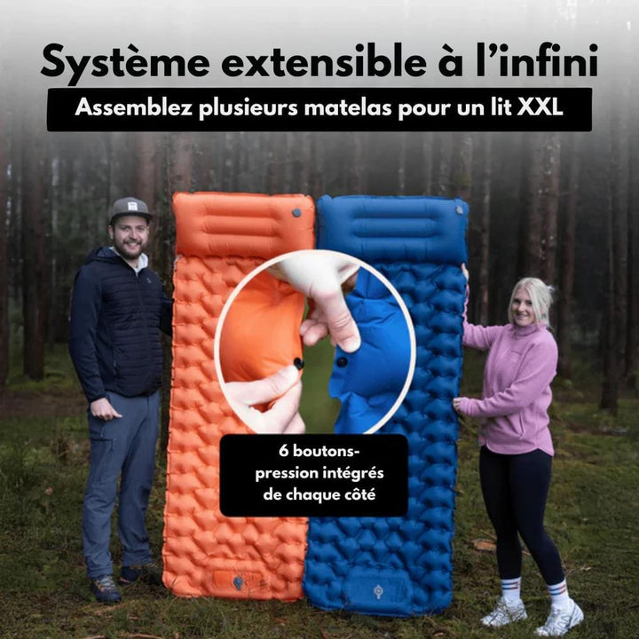 Skanto | AirTrek Mat – Oppblåsbar Campingmatte med Fotpumpe & Innebygd Pute