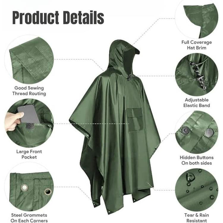 Skanto | All-Terrain Trek Poncho | Vanntett, pakkbar og lett for utendørs eventyr og beredskap