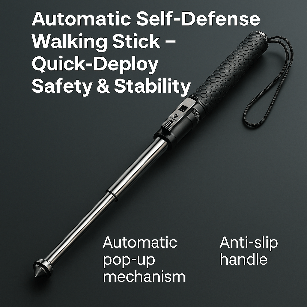 Skanto | AllGuard Stick – Automatisk Selvforsvar Gåstang med Stabilitetsstøtte