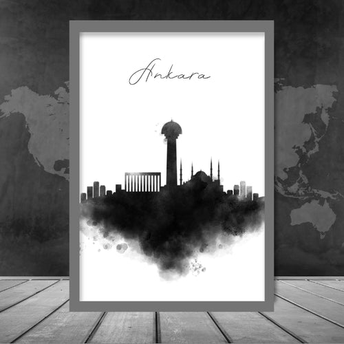Ankara akvarell skyline bybildetrykk