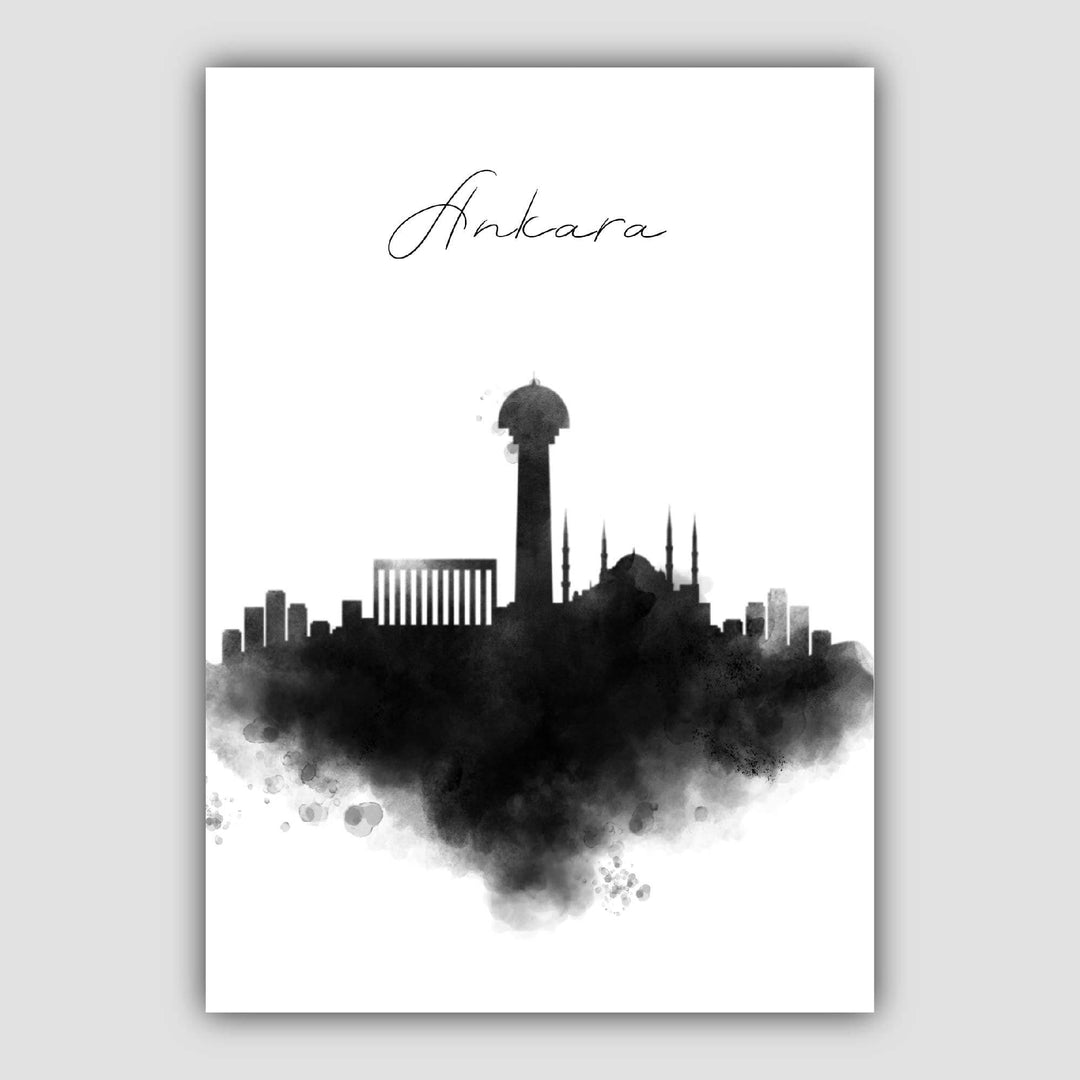 Ankara akvarell skyline bybildetrykk