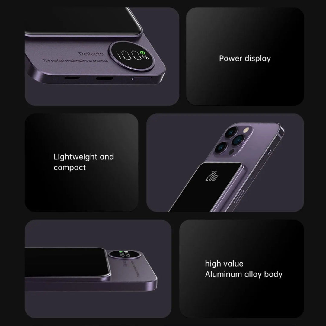 Skanto | Slank Magnetisk Hurtiglader Power Bank – Trådløs, Høy-kapasitet Backup Batteri for Alle Enheter