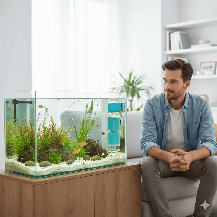 Skanto | AQUAFLOW 5-IN-1 – Krystallklart vann & Automatisk rengjøring for akvarier