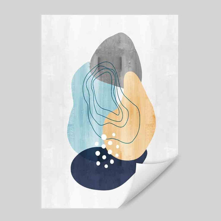 Abstrakt kunstverk 01 (marineblå, grå, gul)