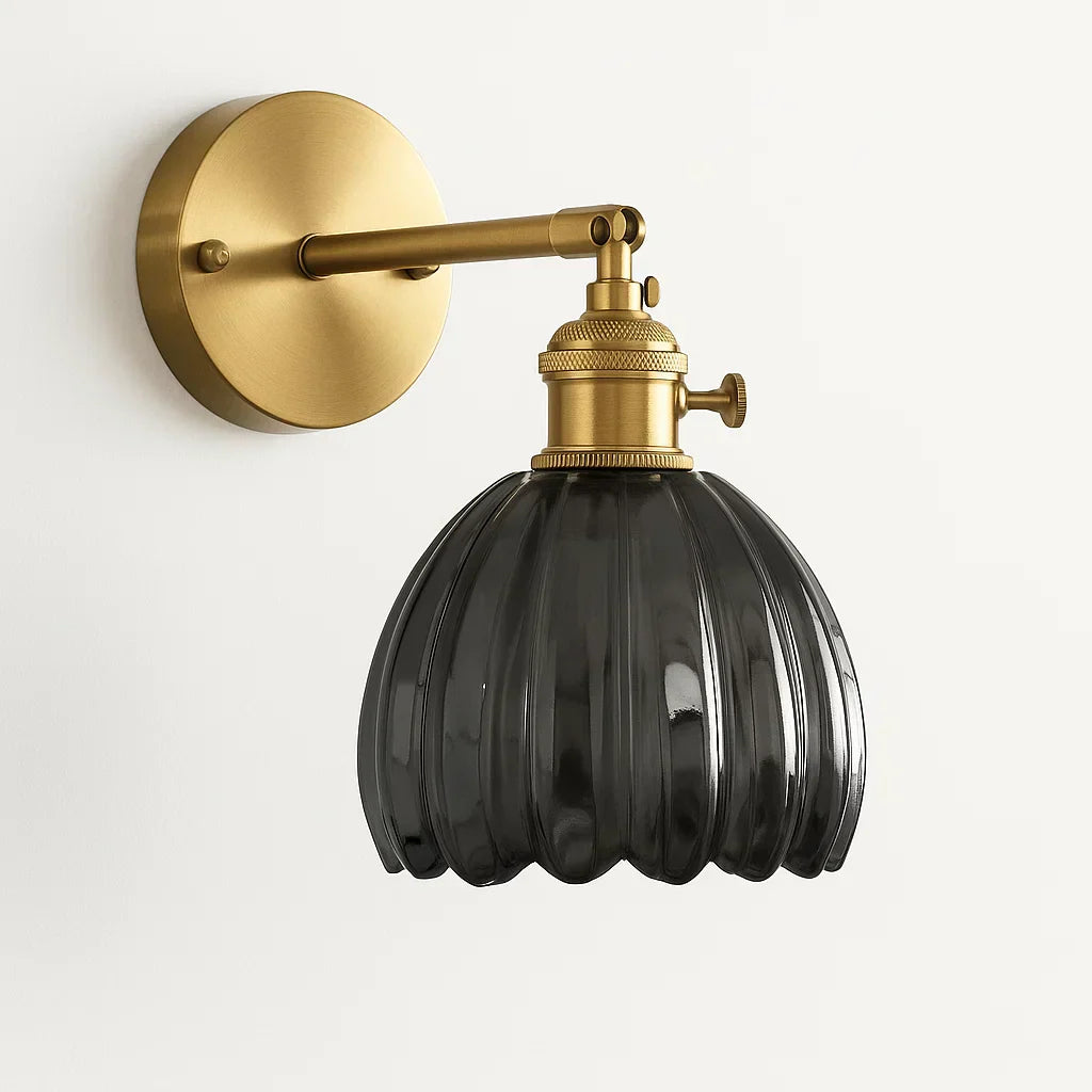 Skanto | Retro Vegglampe med Tulipan Glasskygge | Vintage Stil