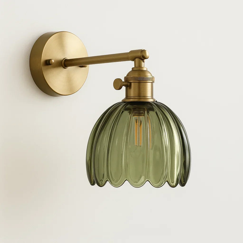 Skanto | Retro Vegglampe med Tulipan Glasskygge | Vintage Stil