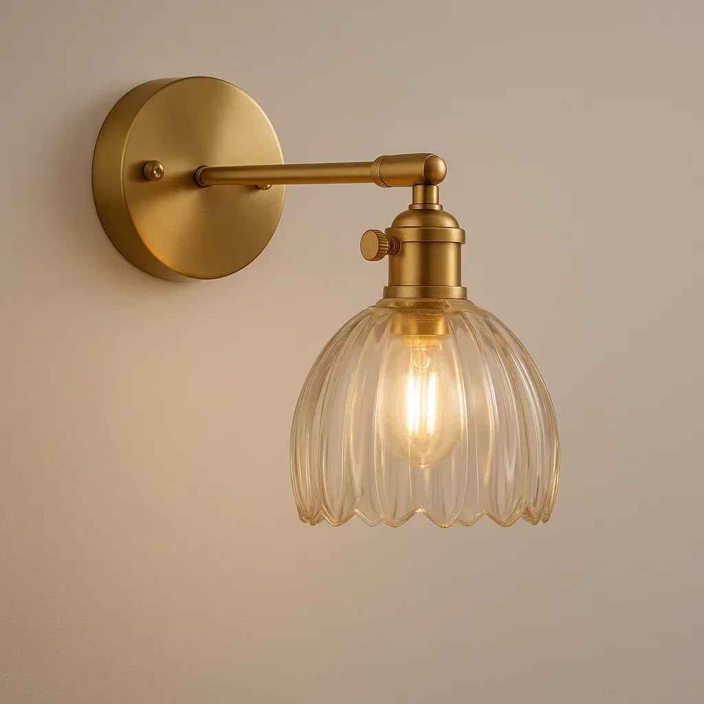 Skanto | Retro Vegglampe med Tulipan Glasskygge | Vintage Stil