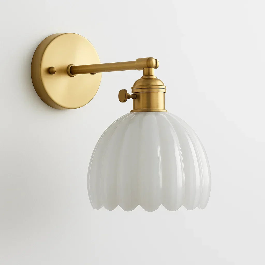 Skanto | Retro Vegglampe med Tulipan Glasskygge | Vintage Stil