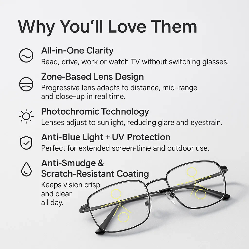 Skanto | Progressive Multifocal Glasses for Clear Vision - Tysk intelligent design for hverdagsbruk