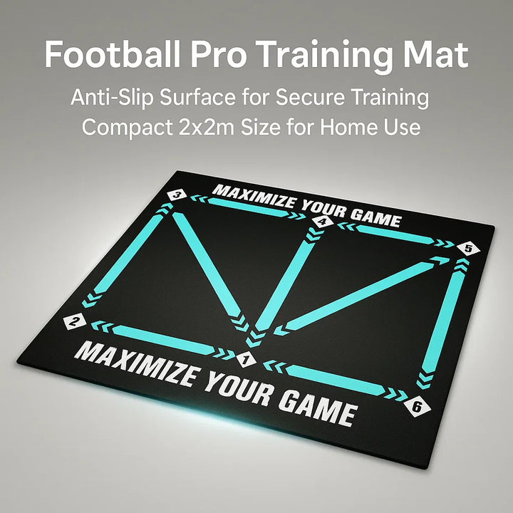 Skanto | Fotball Pro Treningsmatte | Anti-Sklipp, 2x2m Plass for Ferdighetsforbedring og Hjemmetrening