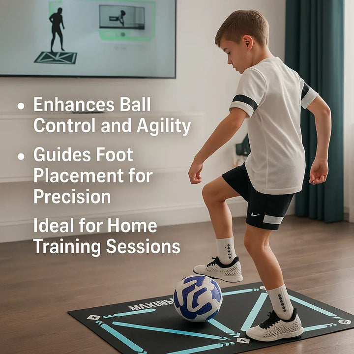 Skanto | Fotball Pro Treningsmatte | Anti-Sklipp, 2x2m Plass for Ferdighetsforbedring og Hjemmetrening