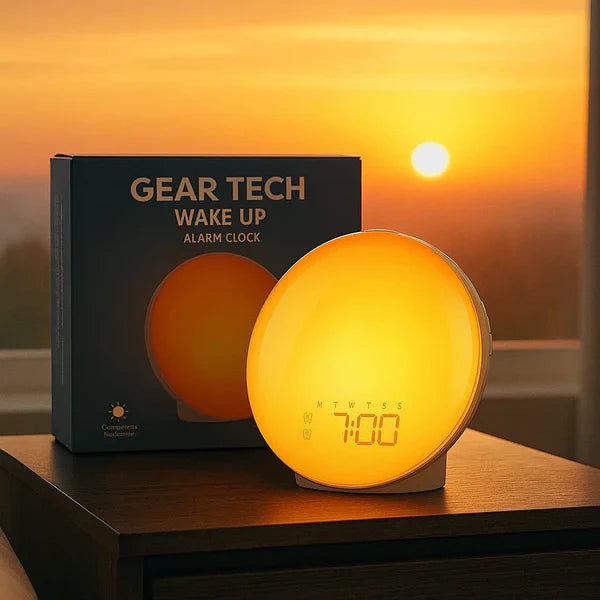 Skanto | Wake-Up Sun Lampe Vekkerklokke | Gradvis Soloppgang Glød & Tilpassbare Lyder for Milde Morgener