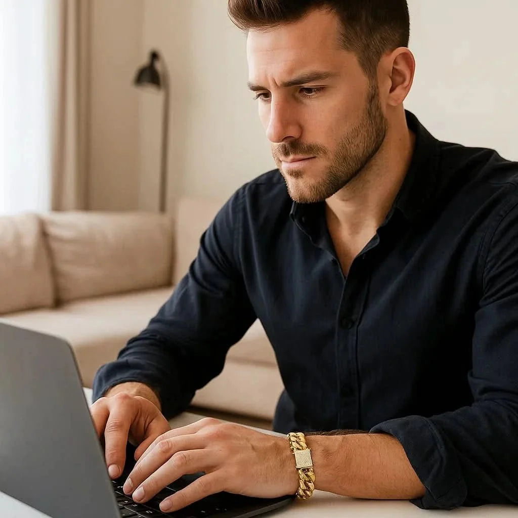 Skanto | 18K gullbelagt sterling sølv cubansk armbånd
