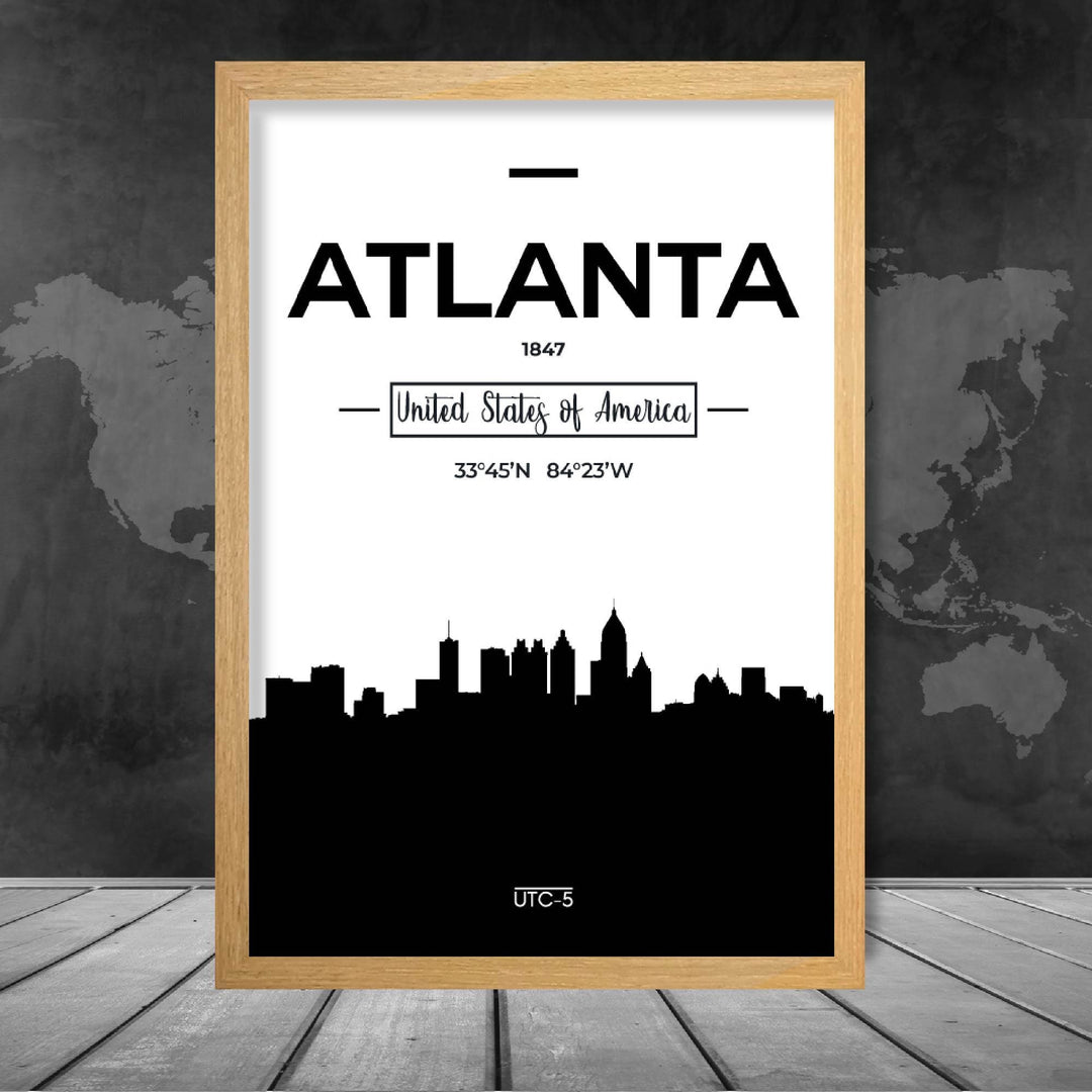 Plakat med utsikt over Atlanta, USAs skyline
