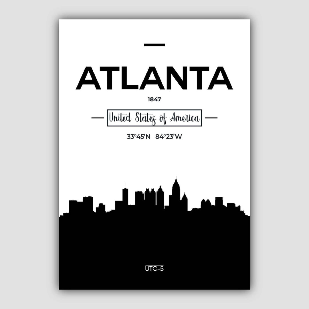 Plakat med utsikt over Atlanta, USAs skyline