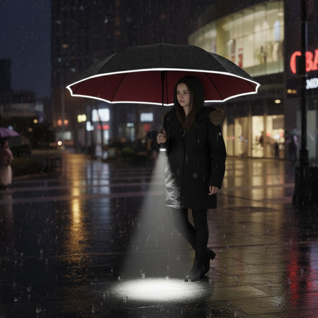 StormShield LED Paraply med Automatisk | Skanto