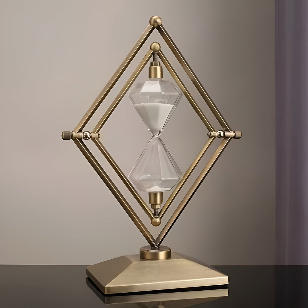 Timeglass med geometrisk metallramme – Dekorativ og avslappende | Med hvit sand som meditasjonstimer | Skanto