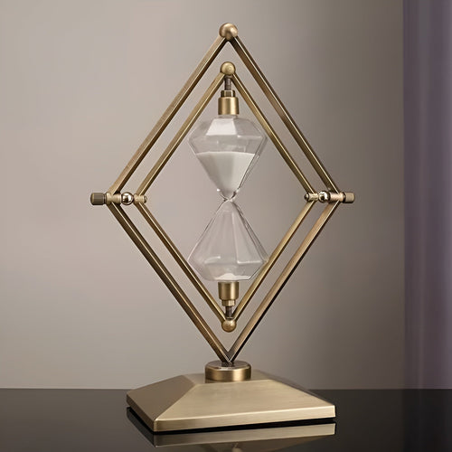 Timeglass med geometrisk metallramme – Dekorativ og avslappende | Med hvit sand som meditasjonstimer | Skanto