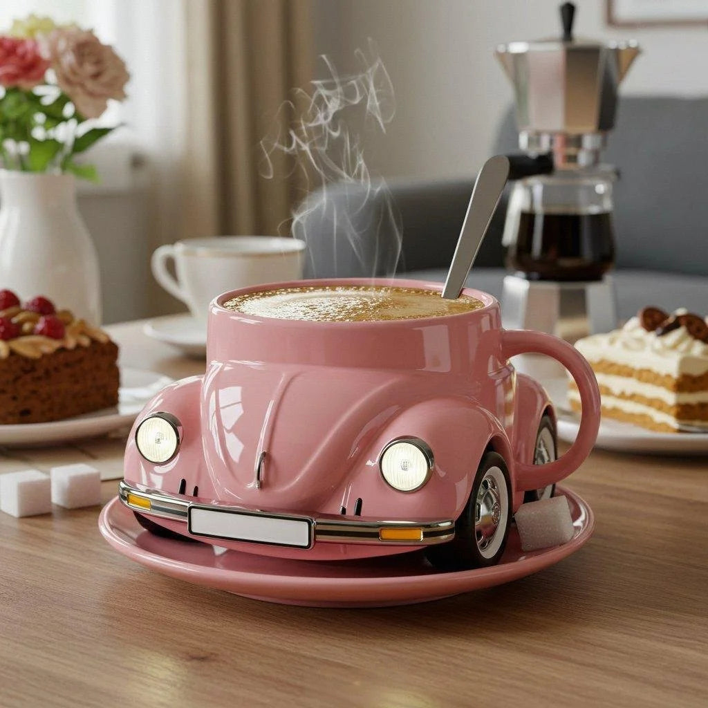 RetroAuto Keramisk Kaffegruppe – Unik 3D Design for Kaffe & Te | Skanto
