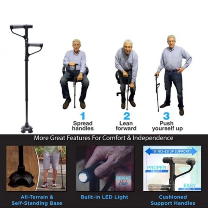 Skanto | Non-slip Foldbar Gåstokk Med LED Lys