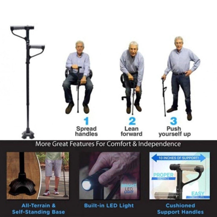 Skanto | Non-slip Foldbar Gåstokk Med LED Lys