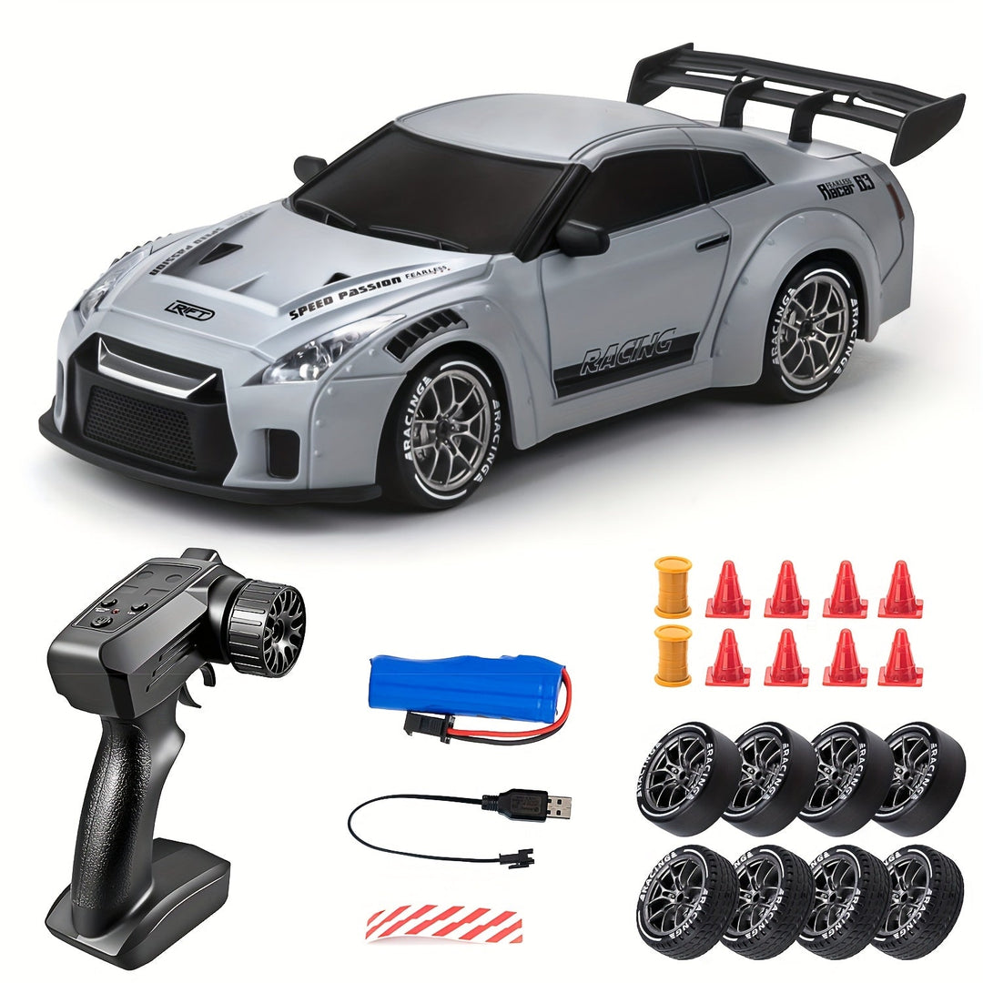 Skanto | Ultimate 1:24 RC Driftcar med LED-hjul – Oppladbar 4WD racing leketøy